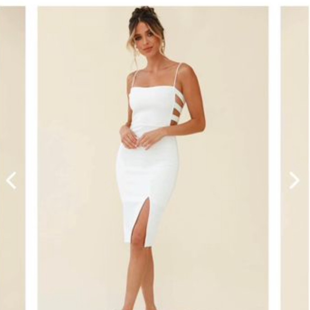 White side cutout midi dress